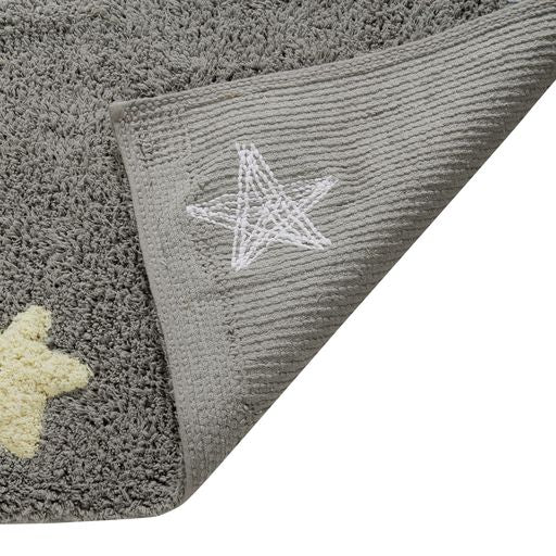 Washable Rug Tricolor Stars Grey-Blue