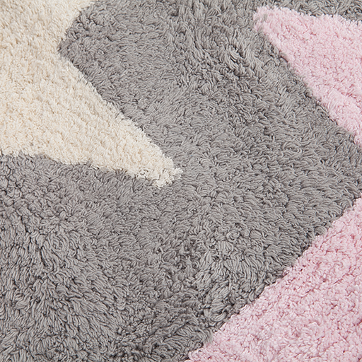 Washable Rug Three Stars Grey-Pink