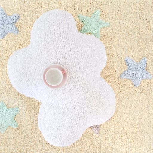 Washable Rug Tricolor Stars Vanilla