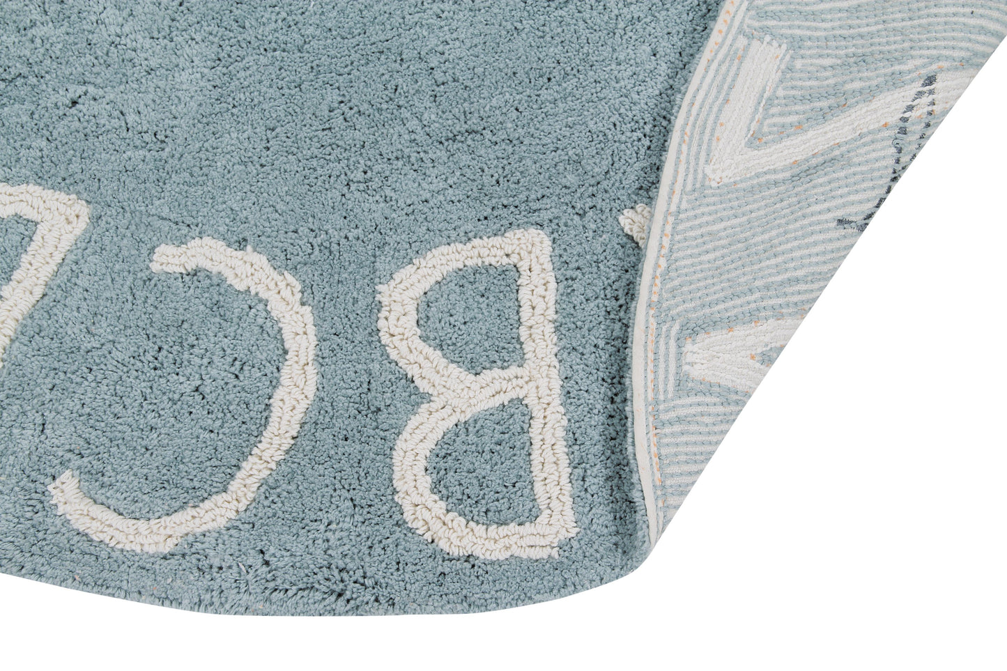 Washable Rug Round ABC Vintage Blue-Natural