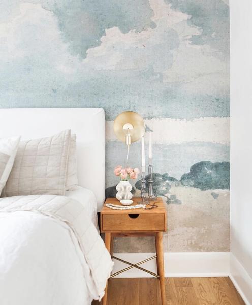Watercolor Blue & Grey Cloud Wallpaper