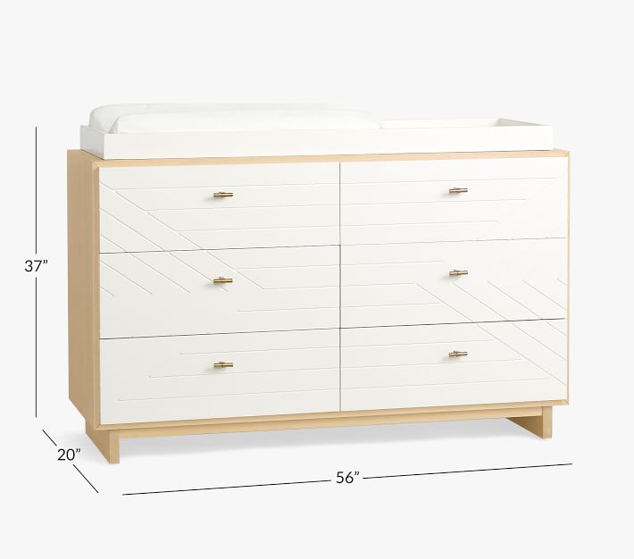 Cora Extra Wide Dresser & Topper Set, White/Natural, In-Home Cora Extra Wide Dresser & Topper Set, White/Natural, In-Home