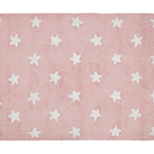 Washable Rug Stars Pink-White