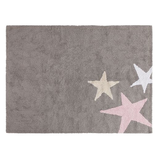 Washable Rug Three Stars Grey-Pink
