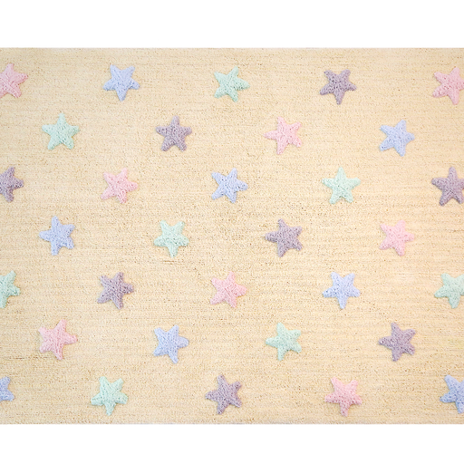 Washable Rug Tricolor Stars Vanilla